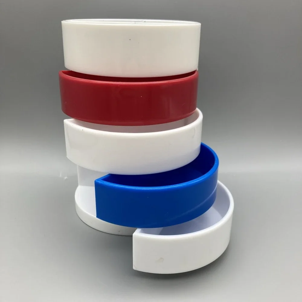 Vintage 1984 Swivel Desk Organizer Red White Blue Pen Pencil Holder Americana